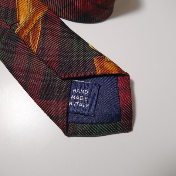 Vintage Ralph Lauren Equestrian Plaid Silk Tie Hand Made In Italy - Picture 5 of 5